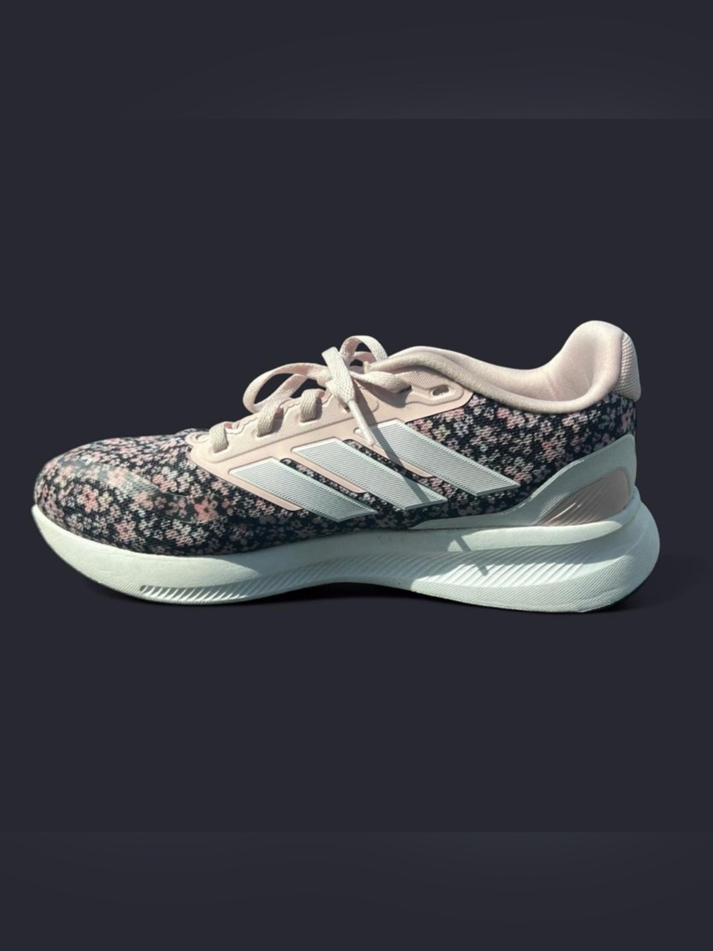 adidas girl’s Pink Floral Cloudfoam Athletic Shoe - US 5 - Picture 4 of 7